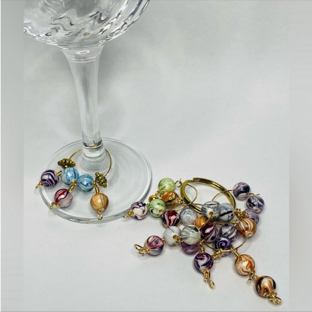 Handmade Colorful Beaded Wine Glass Charms